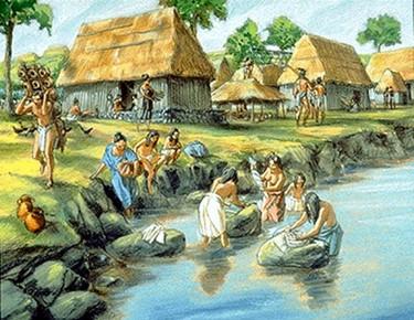 Femeile si barbati mayasi lucrand